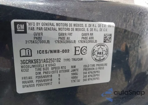 2010 Chevrolet Silverado 1500 Lt from USA, damaged, VIN 3GCRKSE31AG250182